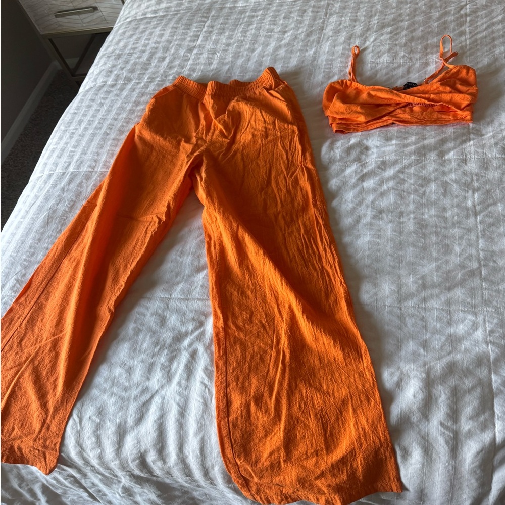 Orange Wide Leg Pants